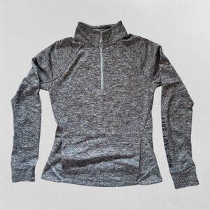 Live Love Run Gray 1/4 Zip Athletic Running Top • Thumb Holes • Size M